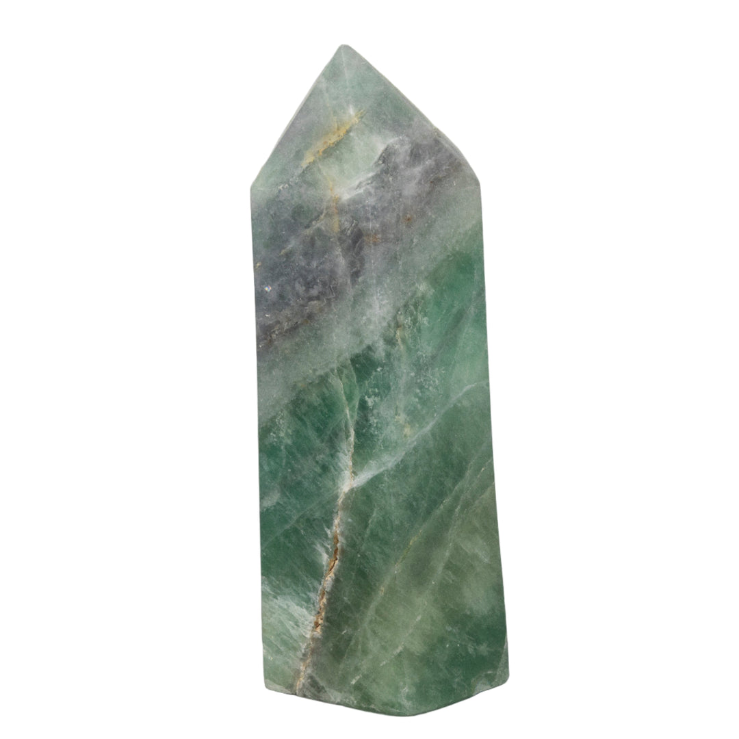Green Fluorite Tower-Towers-Crystal Destiny-Green Fluorite-836g - 6.00"h x 2.25"w-Crystal Destiny