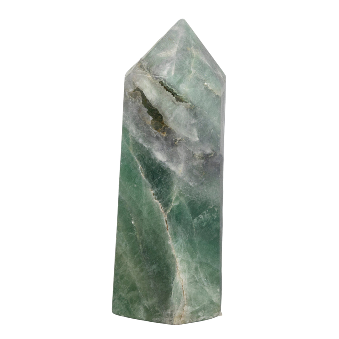 Green Fluorite Tower-Towers-Crystal Destiny-Green Fluorite-836g - 6.00"h x 2.25"w-Crystal Destiny