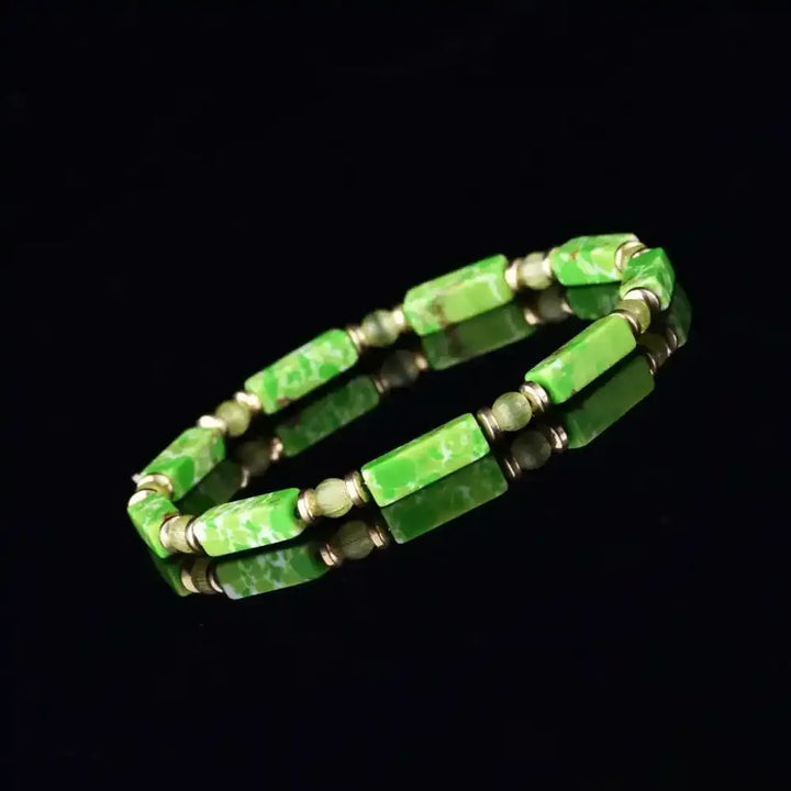 Green Imperial Jasper Rectangular Bead Bracelet