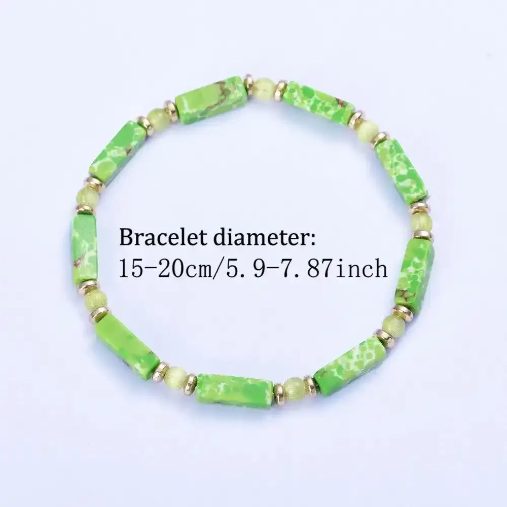 Green Imperial Jasper Rectangular Bead Bracelet