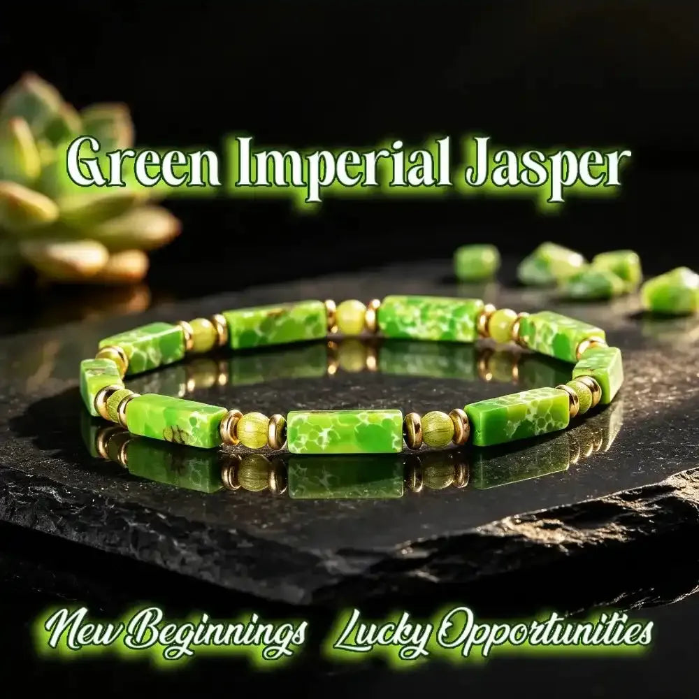 Green Imperial Jasper Rectangular Bead Bracelet