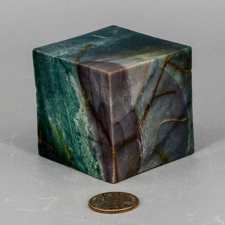 Green Jasper Cube w/t Cut Corner-Cubes-Crystal Destiny-Green Jasper-474g - 2.25"L x 2.25"W-Crystal Destiny