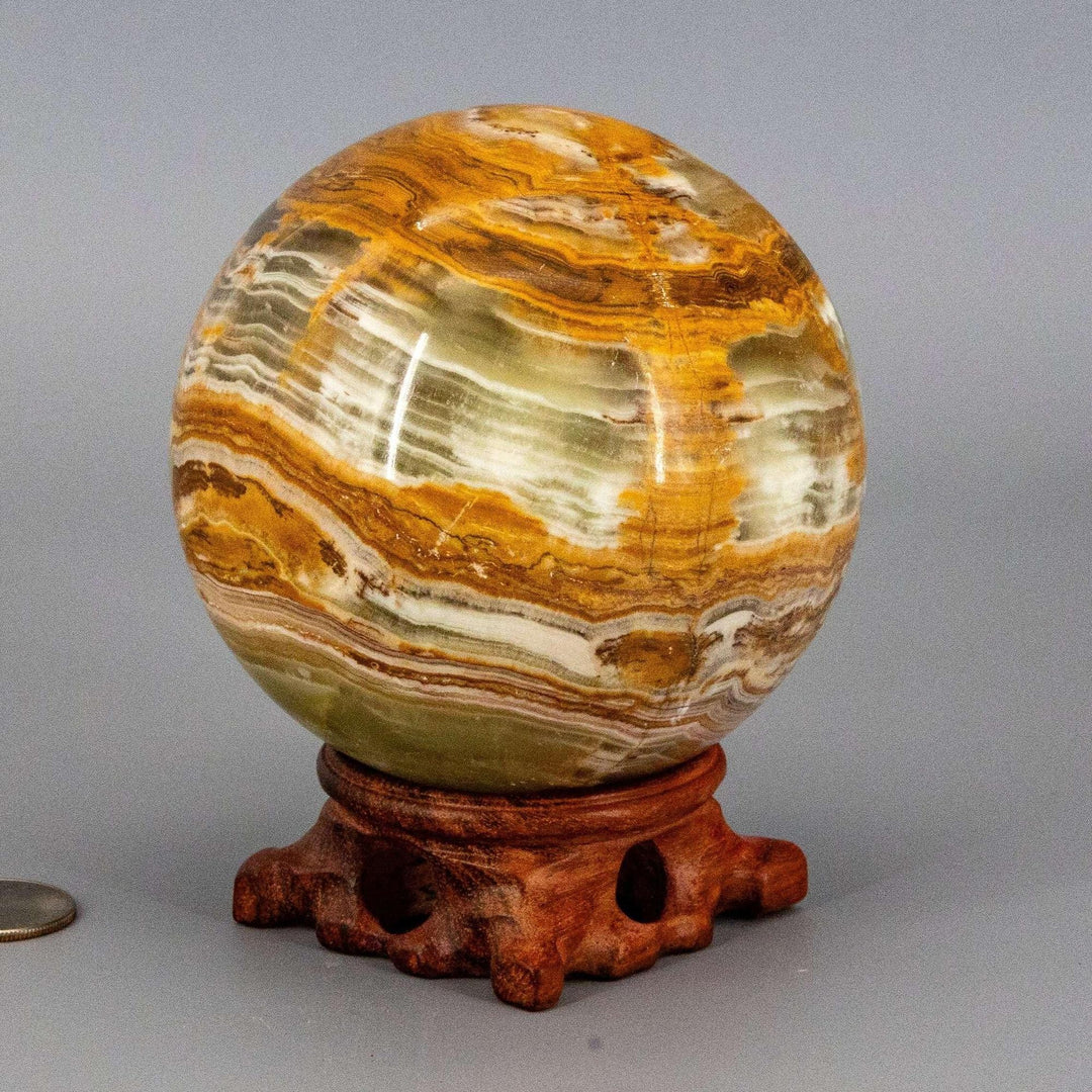 Green Onyx Sphere with Stand | XL 100mm 1367g