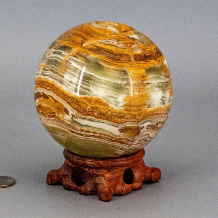 Green Onyx Sphere with Stand | XL 100mm 1367g