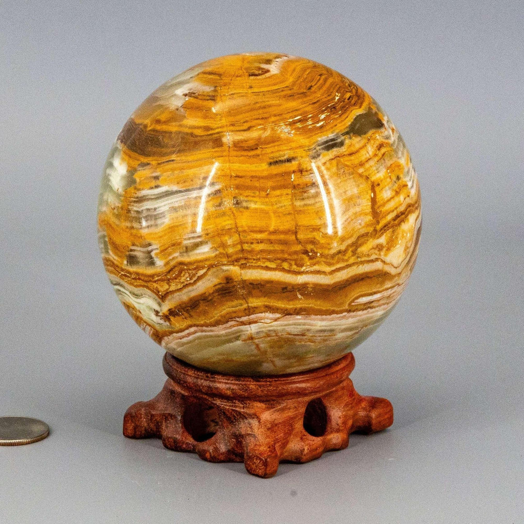 Green Onyx Sphere with Stand | XL 100mm 1367g