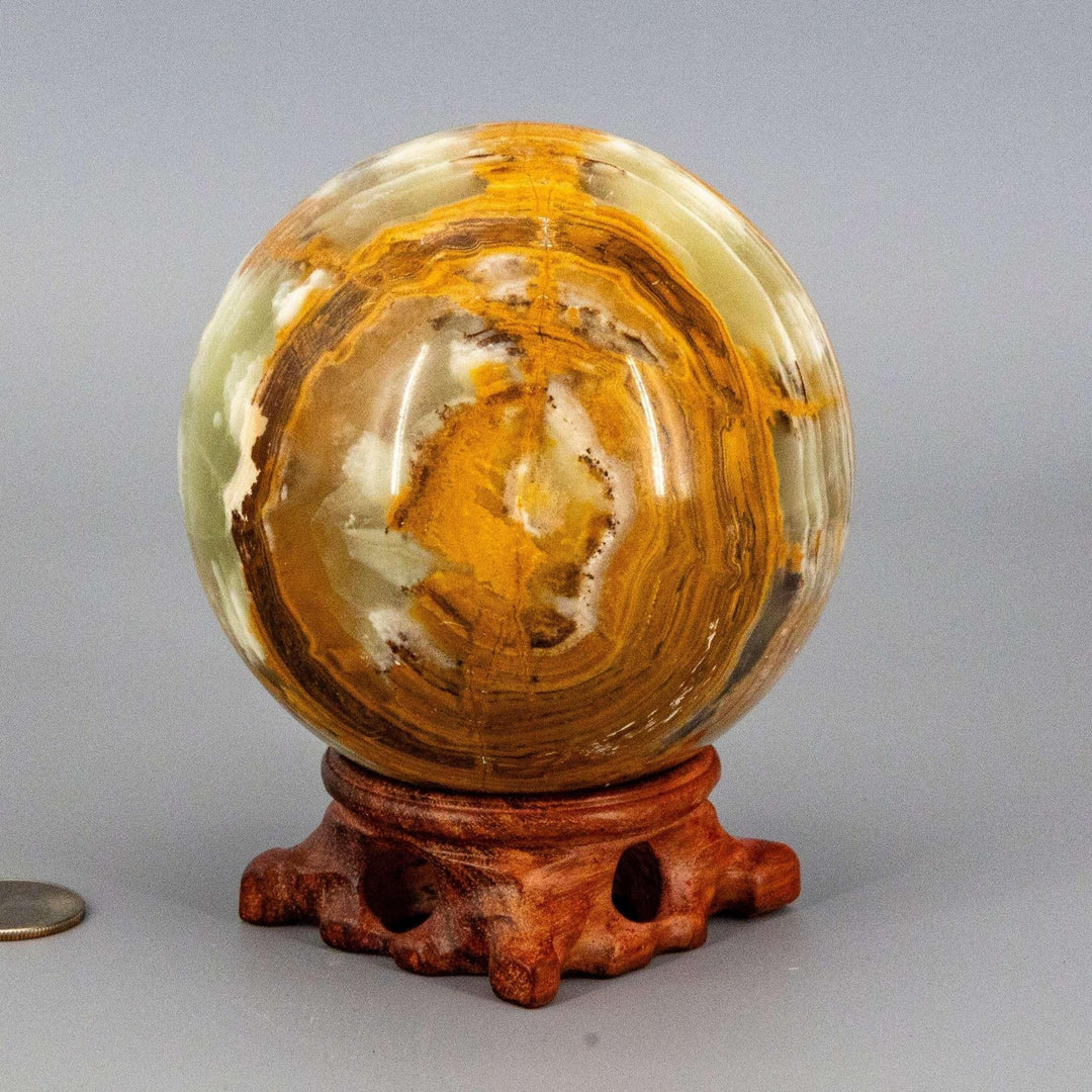 Green Onyx Sphere with Stand | XL 100mm 1367g