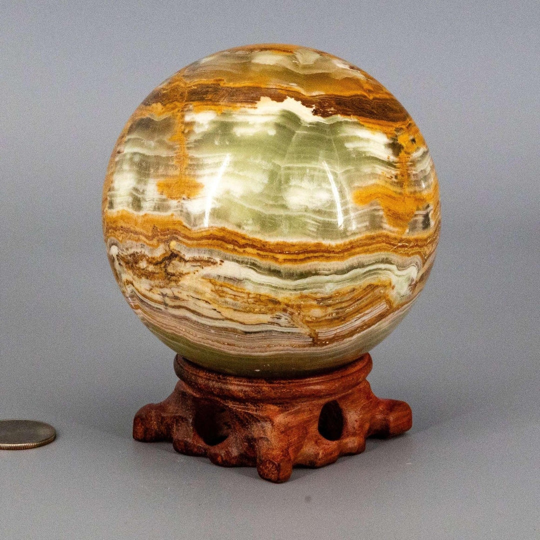 Green Onyx Sphere with Stand | XL 100mm 1367g