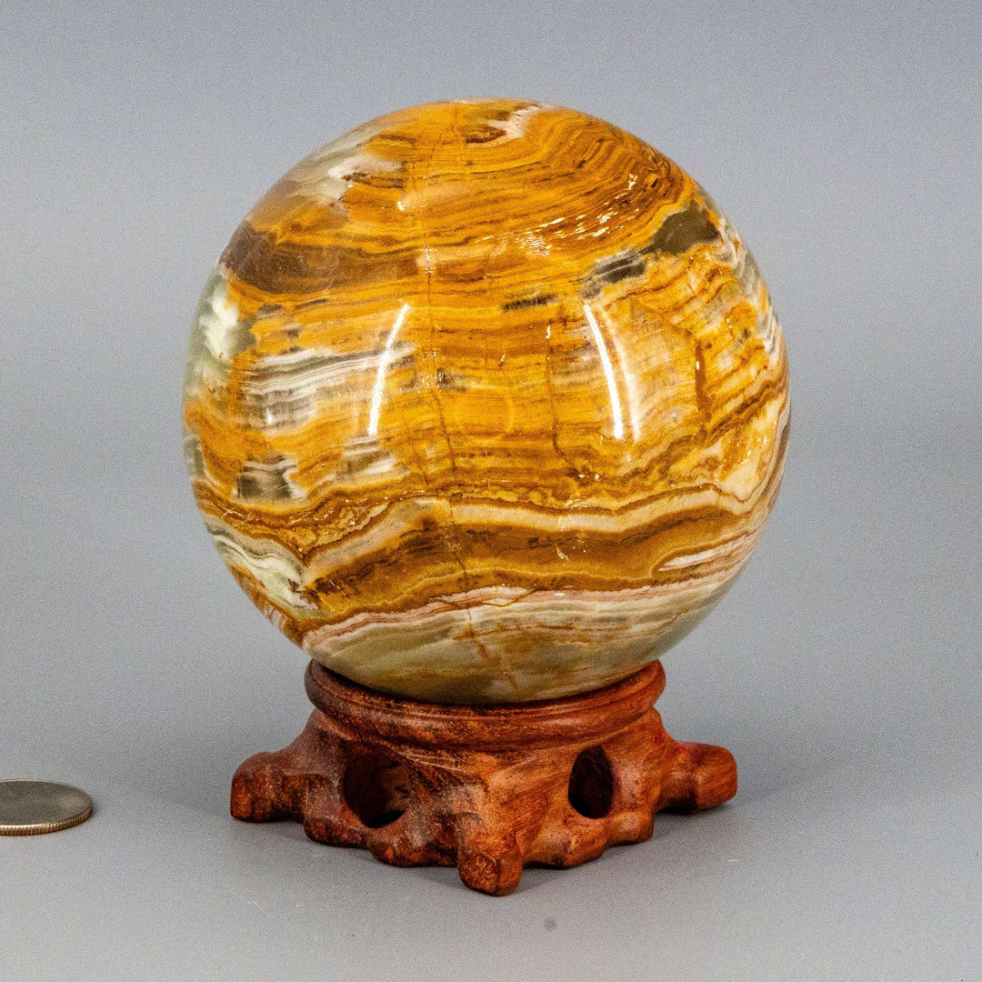 Green Onyx Sphere w/t Stand XL 100mm-Spheres-Crystal Destiny-Green Onyx-1367g - 100mm-Crystal Destiny