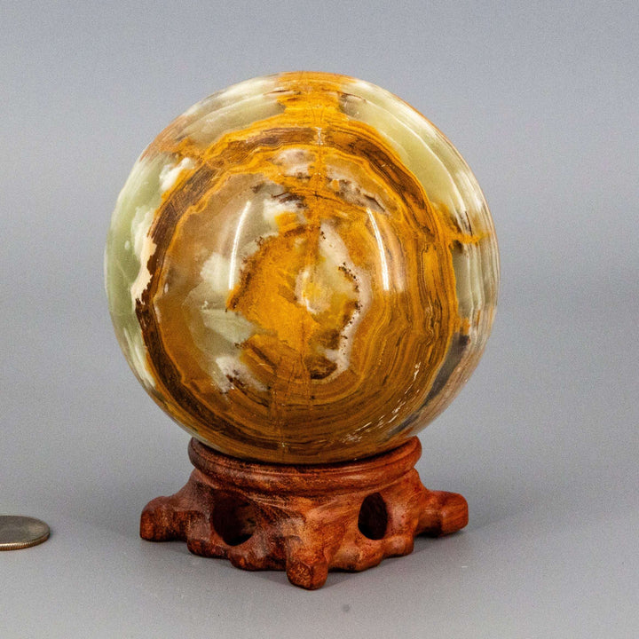 Green Onyx Sphere w/t Stand XL 100mm-Spheres-Crystal Destiny-Green Onyx-1367g - 100mm-Crystal Destiny