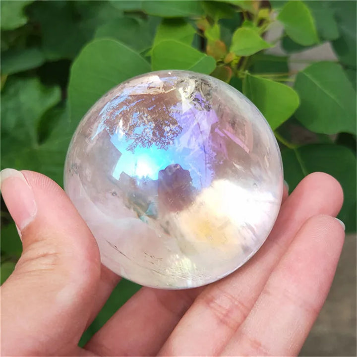 Electroplated Aura Clear Quartz Crystal Ball Sphere