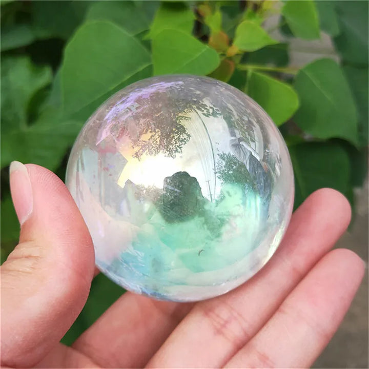 Electroplated Aura Clear Quartz Crystal Ball Sphere
