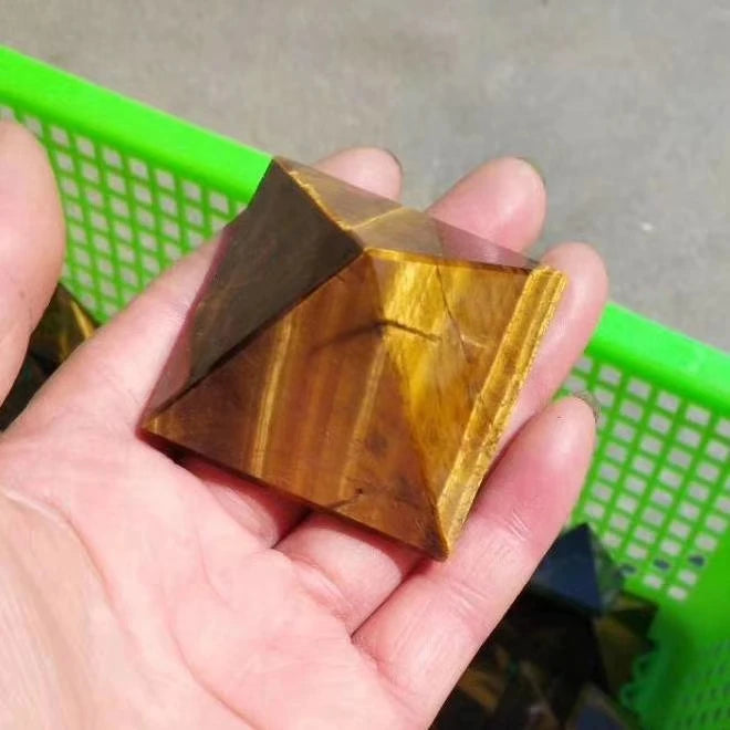 Tiger Eye Crystal Pyramid for Grounding and Confidence