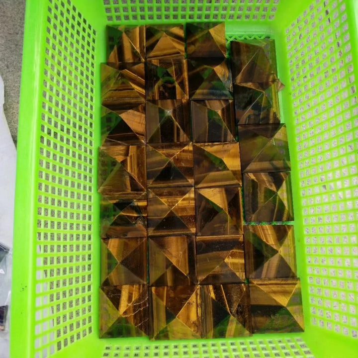 Tiger Eye Crystal Pyramid for Grounding and Confidence