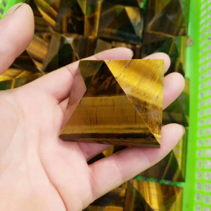 Tiger Eye Crystal Pyramid for Grounding and Confidence
