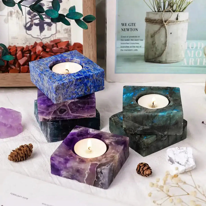 Handcrafted Crystal Tealight Candle Holder-Decorations-Ali-Clear Quartz-65mm x 25mm-Crystal Destiny