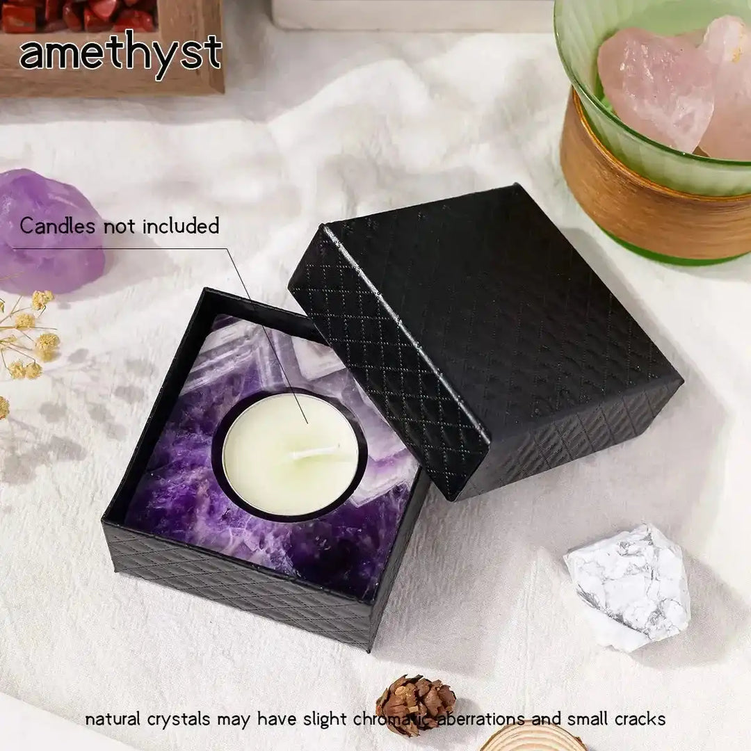 Handcrafted Crystal Tealight Candle Holder-Decorations-Ali-Amethyst-65mm x 25mm-Crystal Destiny