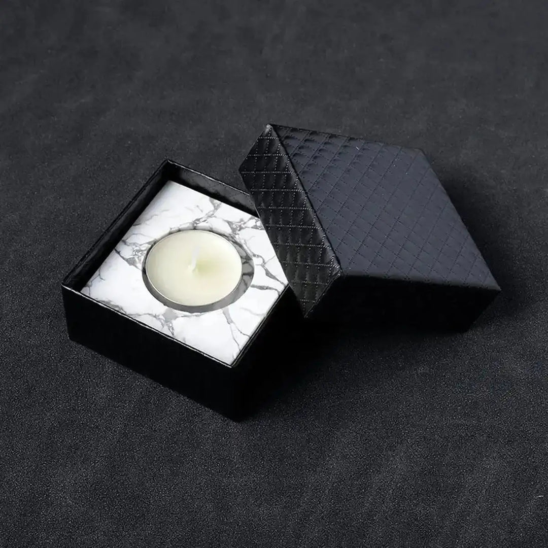 Handcrafted Crystal Tealight Candle Holder-Decorations-Ali-Howlite-65mm x 25mm-Crystal Destiny