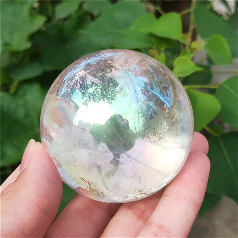 Electroplated Aura Clear Quartz Crystal Ball Sphere