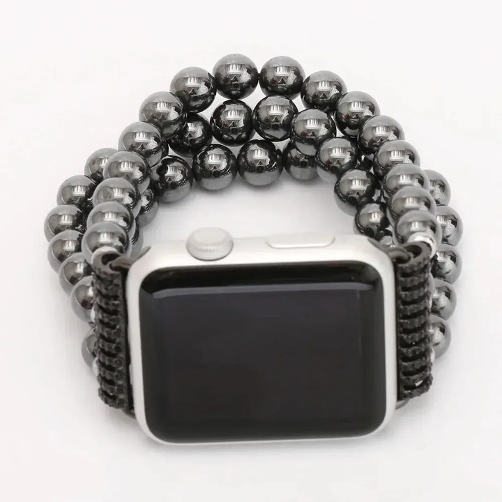 Hematite Beads Men Strap for Apple Watch Band 46mm 42mm 44mm 45mm 38mm 40mm 41mm Men Bracelet for iWatch Bands10 9 8 7 6 5 4 SE-Crystal Destiny-Black-38mm 40mm 41mm-CHINA-Crystal Destiny