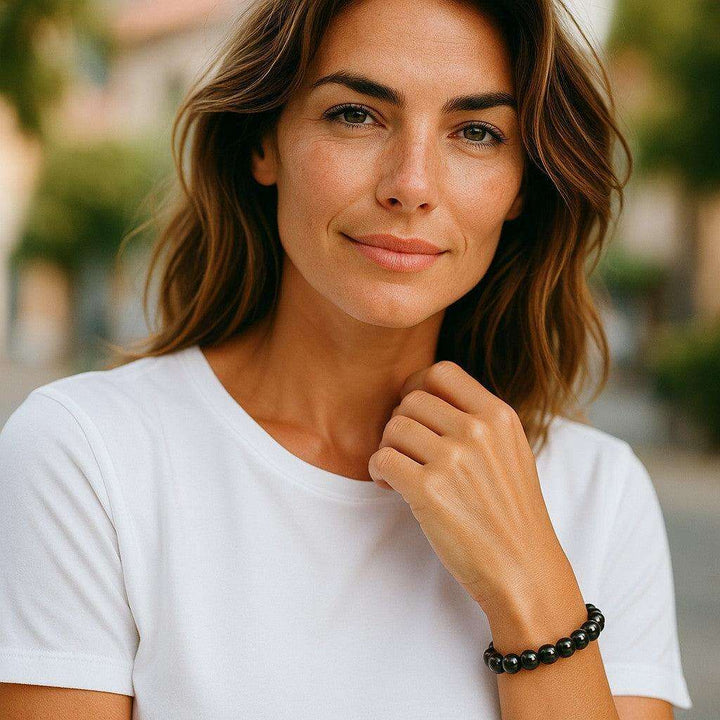 Hematite Magnetic Beaded Bracelet-Bracelets-Crystal Destiny-6.25" Ladies-Hematite-10mm-Crystal Destiny