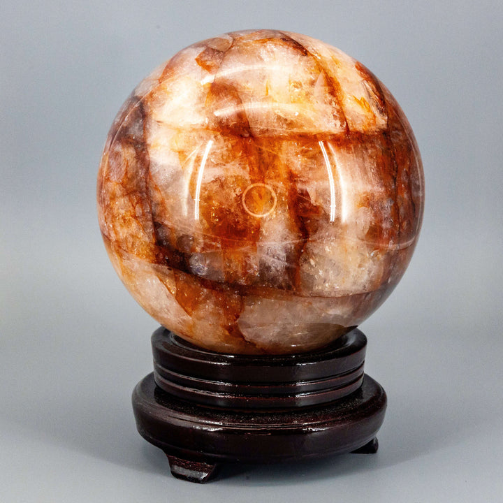Hematoid "Fire" Quartz Sphere w/ Stand 158mm-Spheres-Crystal Destiny-Hematoid Quartz-6.25” D — 15.3 Pounds-Crystal Destiny