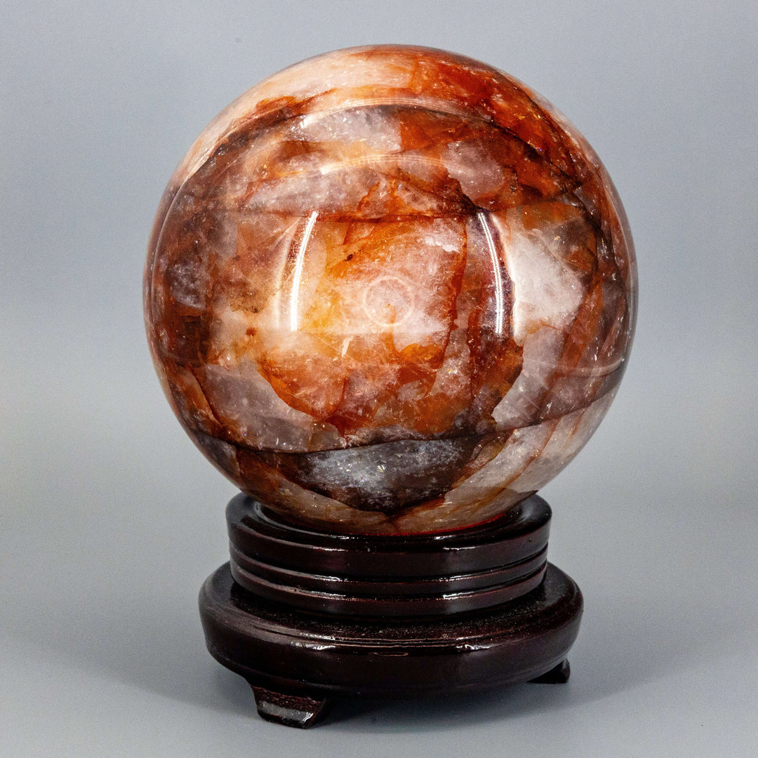 Hematoid "Fire" Quartz Sphere w/ Stand 158mm-Spheres-Crystal Destiny-Hematoid Quartz-6.25” D — 15.3 Pounds-Crystal Destiny