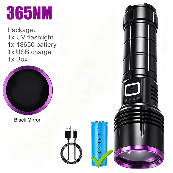 High Power 365nm UV Flashlight, Rechargeable