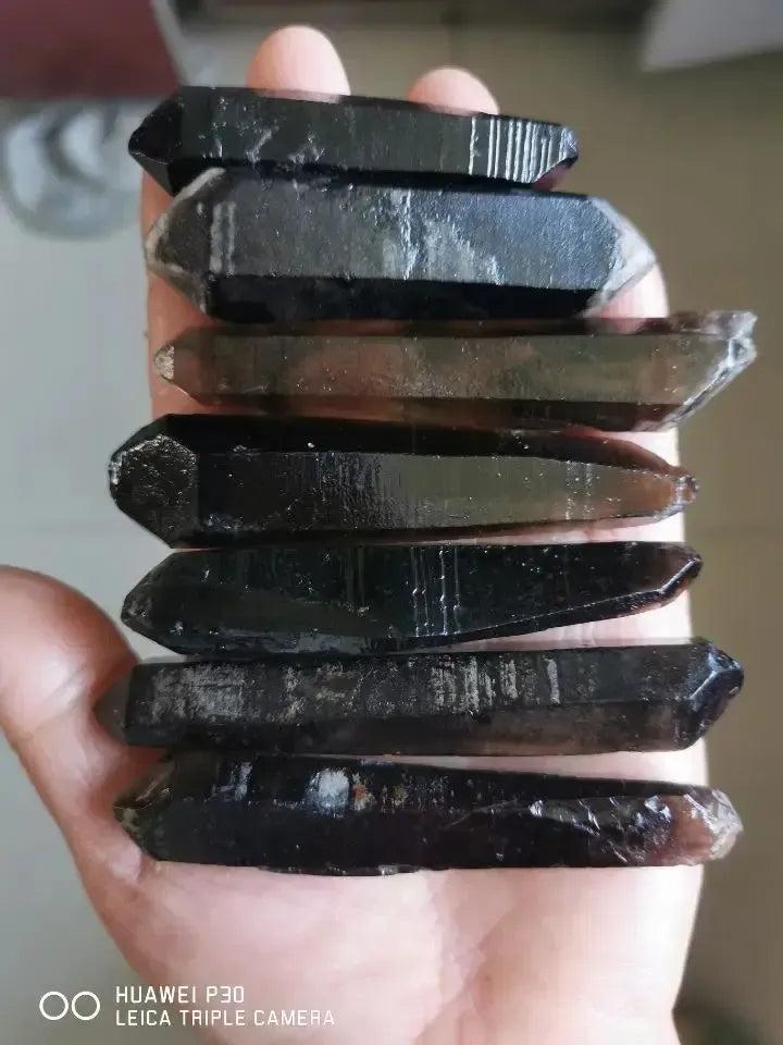 Rare Himalayan Black SMOKY QUARTZ Crystal DT WAND Point Lemurian Specimen-1pcs