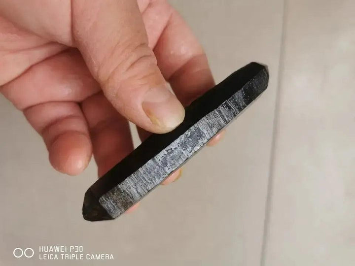 Rare Himalayan Black SMOKY QUARTZ Crystal DT WAND Point Lemurian Specimen-1pcs