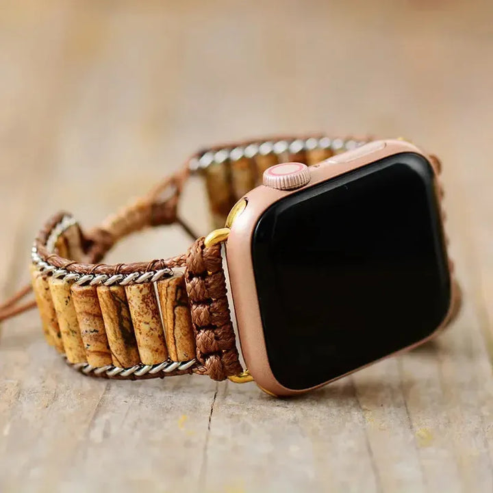 Howlite, Jasper Apple iWatch Band-Bands-Ali-Jasper-Woman-Apple 38-41 Plate-Crystal Destiny