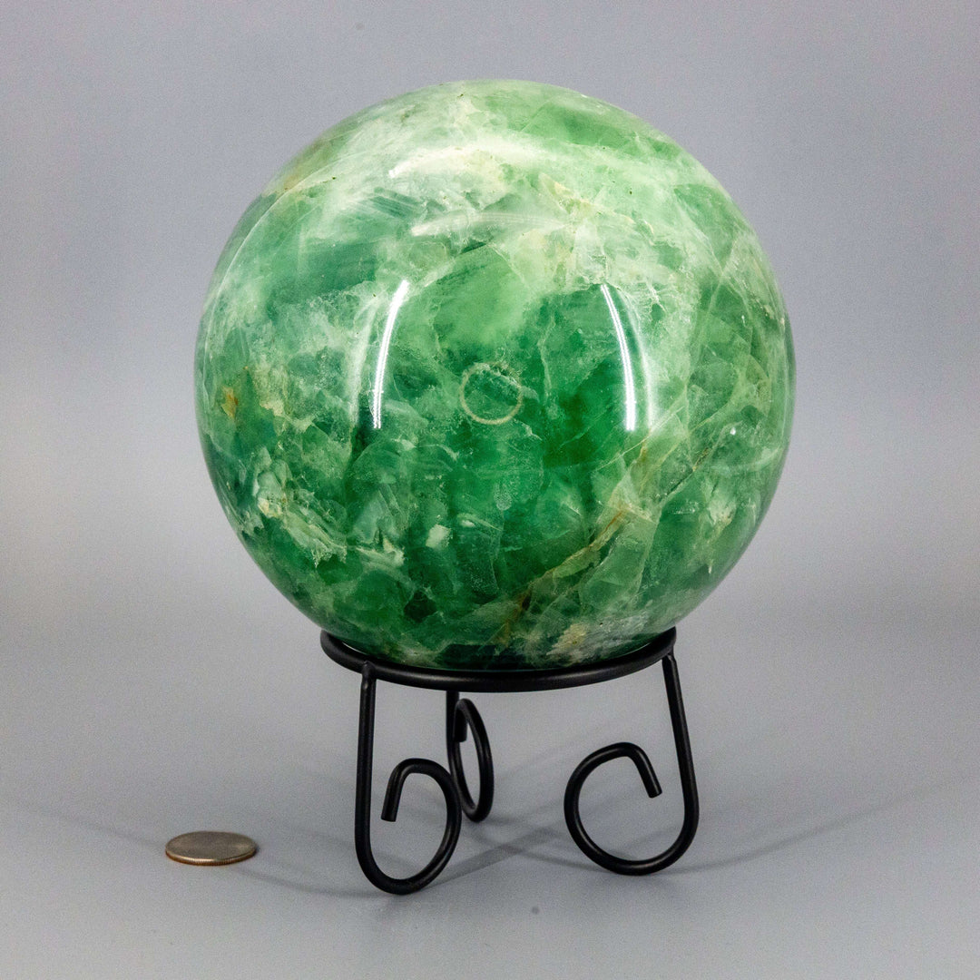 Huge Green Fluorite "Canon Ball" Sphere w/t Stand 153mm-Spheres-Crystal Destiny-Green Fluorite-6214g - 153mm Diameter-Crystal Destiny