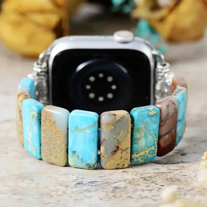 Imperial Jasper Apple iWatch Band with earthy tones, grounding scattered energy.