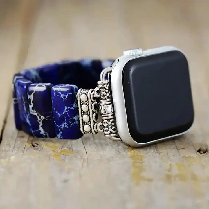 Imperial Jasper Smartwatch Band-Bands-Ali-Purple Blue - Gold Metal-Small-Apple 38-41MM Plate-Crystal Destiny