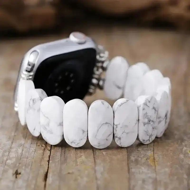 Imperial Jasper Smartwatch Band with natural white Howlite stones for grounding and stability.