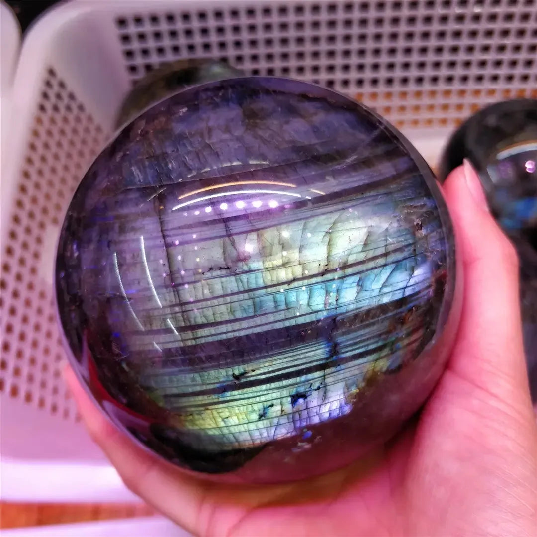 Labradorite And Moonstone Crystal Sphere (Rare)