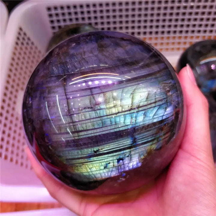 Labradorite And Moonstone Crystal Sphere (Rare)