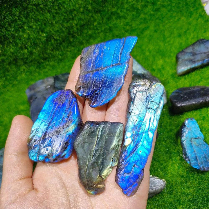 Labradorite Crystal Polished Slice with Blue Flash