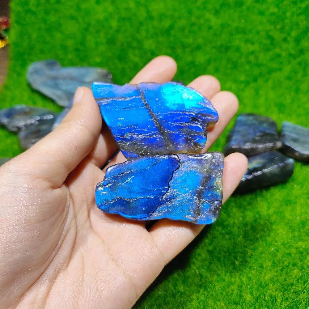 Labradorite Crystal Polished Slice with Blue Flash