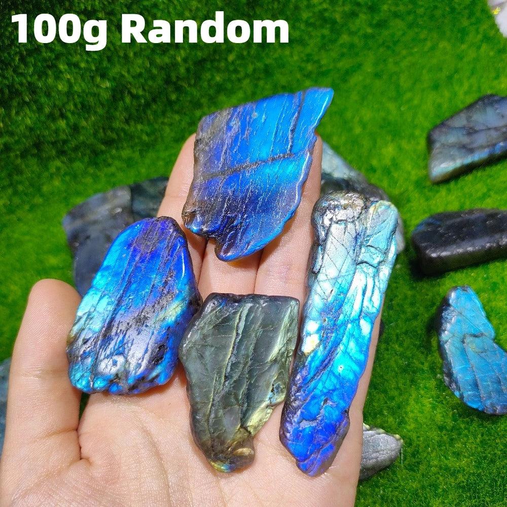 Labradorite Crystal Polished Slice with Blue Flash