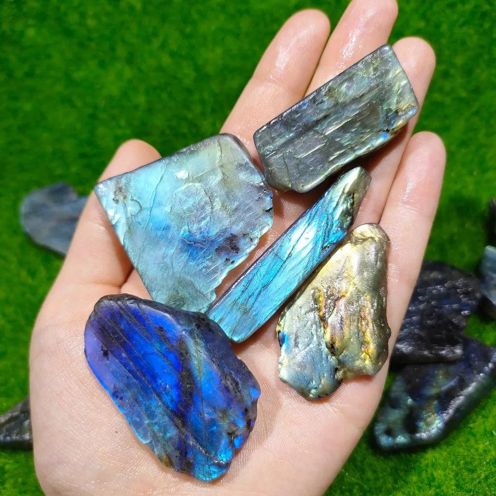Labradorite Crystal Polished Slice with Blue Flash