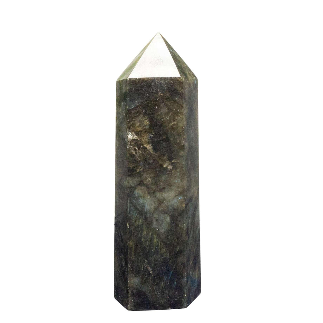 Hand-polished Labradorite Tower blazing with electric blue, teal, midnight blue, and violet labradorescence.