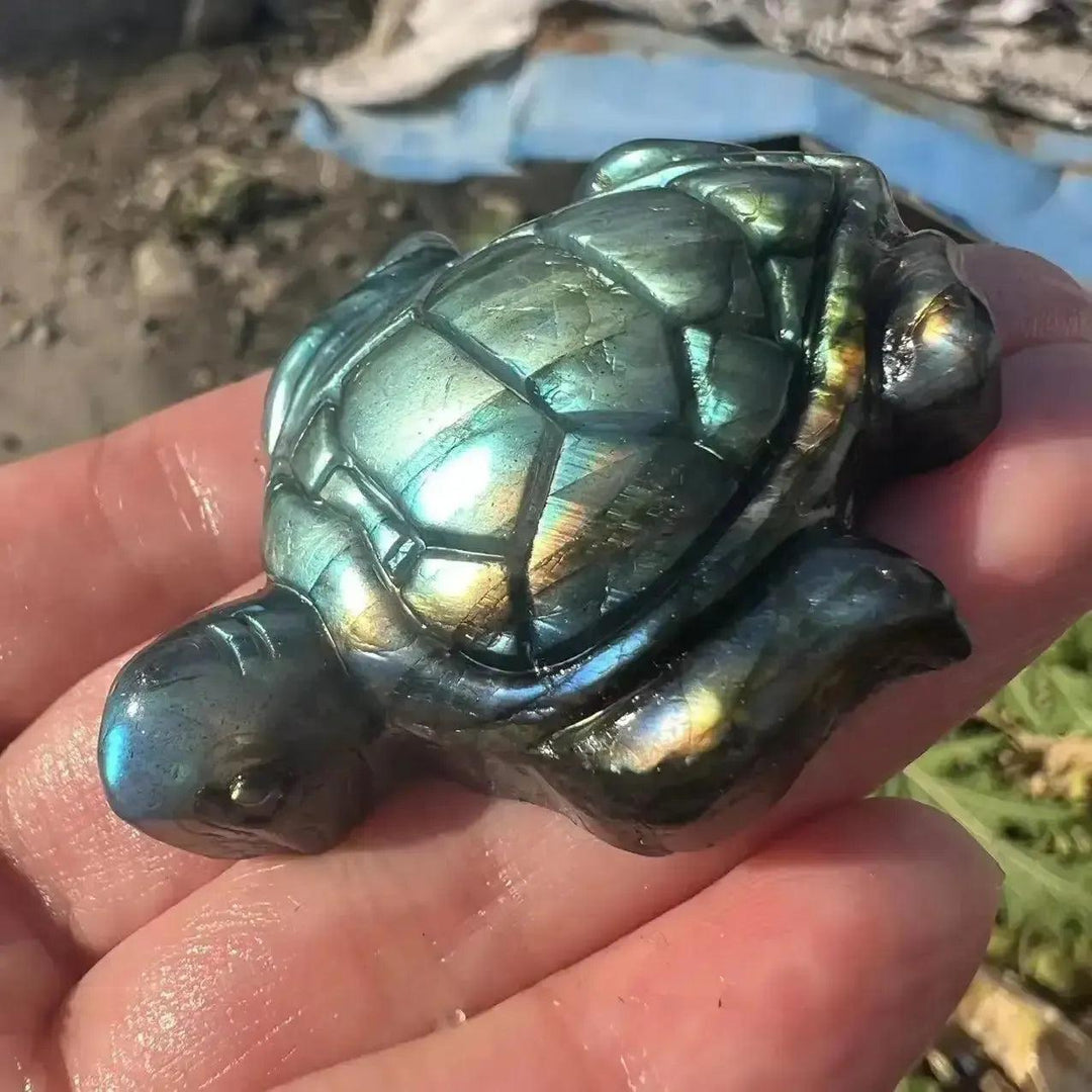 Labradorite Crystal Turtle Carving