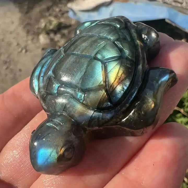 Labradorite Crystal Turtle Carving
