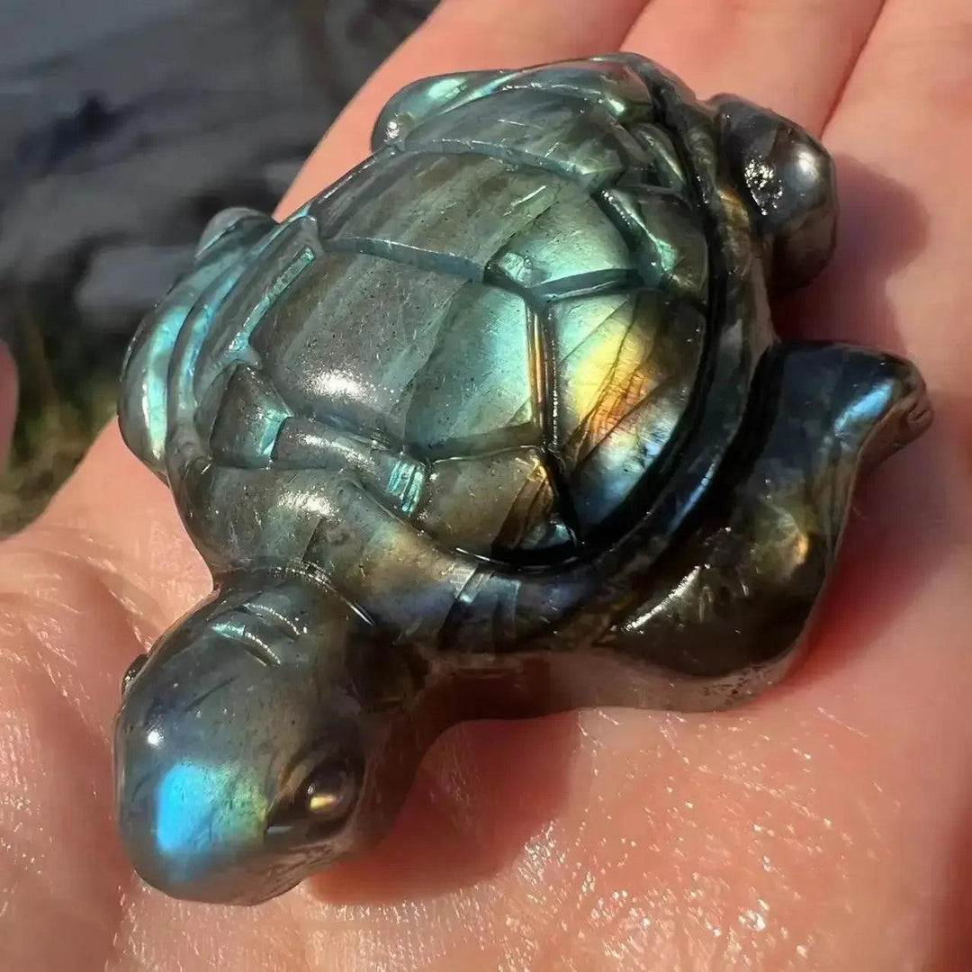 Labradorite Crystal Turtle Carving