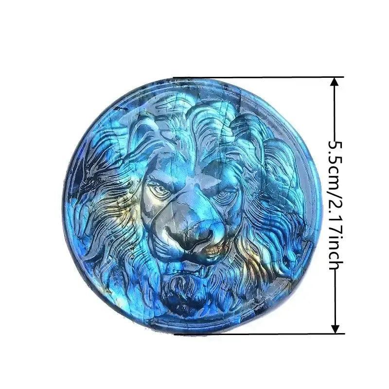 Labradorite Lion Head Carving | Hand Carved Crystal