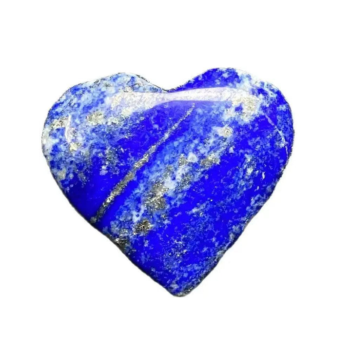 Lapis Lazuli Crystal Heart: Deep royal blue, hand-polished heart with golden pyrite flecks, radiating ancient wisdom.