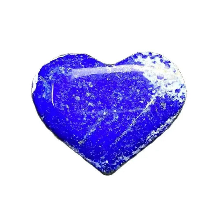 Lapis Lazuli Crystal Heart: Deep royal blue, hand-polished heart with golden pyrite flecks, radiating ancient wisdom.