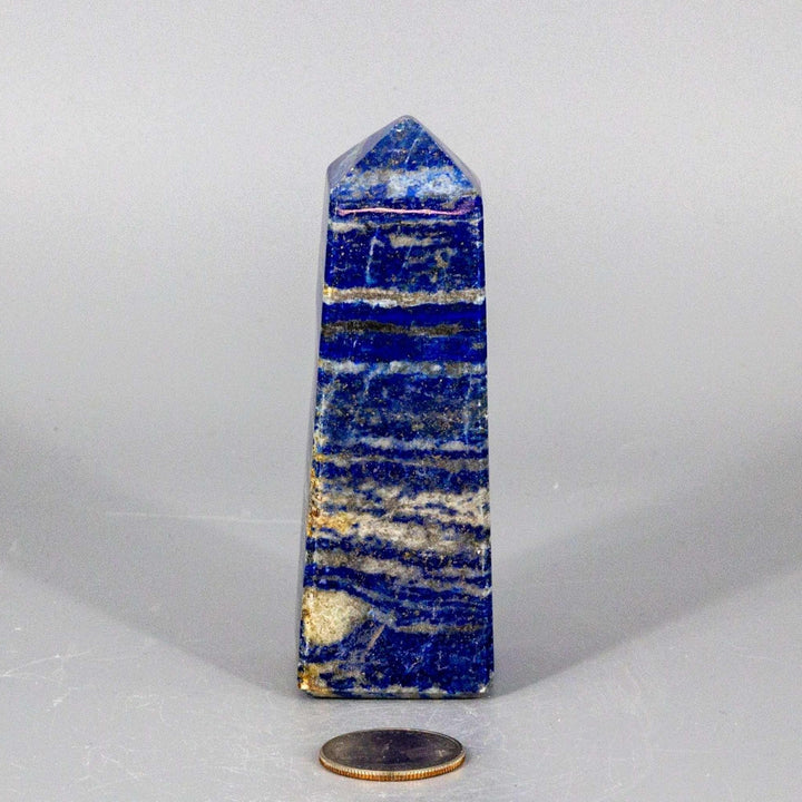 Lapis Lazuli Obelisk Tower, 4-inch deep celestial blue wisdom stone with gold pyrite flecks.