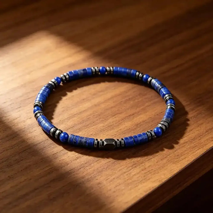 Lapis Lazuli Disc Bead Stretch Bracelet
