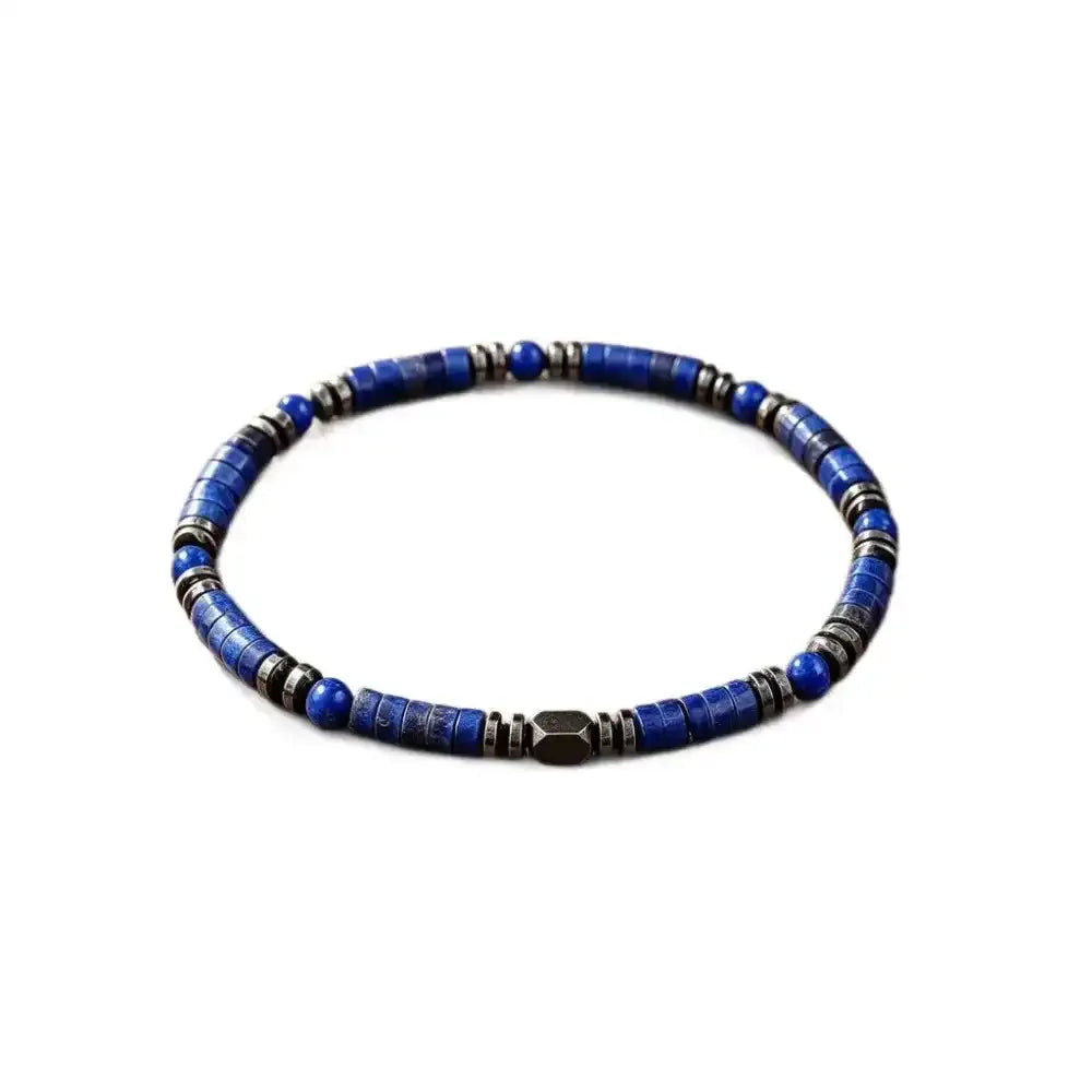 Lapis Lazuli Disc Bead Stretch Bracelet